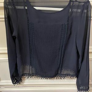 Mango black blouse with hem detailing
